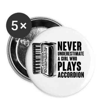 Never Underestimate A Girl Who Plays Accordion Acc - Buttons large 2.2''/56 mm (5-pack) - white - Front