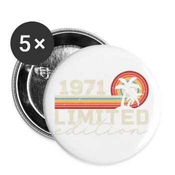Vintage 1971 Cadeau Anniversaire 1971 Retro 1971 - Lot de 5 grands badges (56 mm) - blanc - Devant