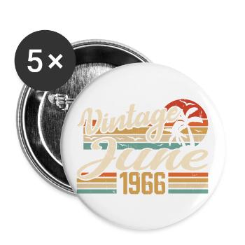 June 1966 Birthday 1966 Retro 1966 June 1966 - Buttons large 2.2''/56 mm (5-pack) - white - Front