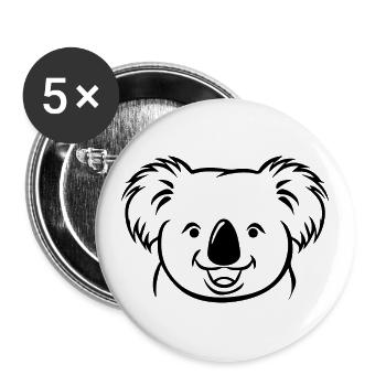 Koala - Buttons groß 56 mm (5er Pack) - Weiß - Vorne
