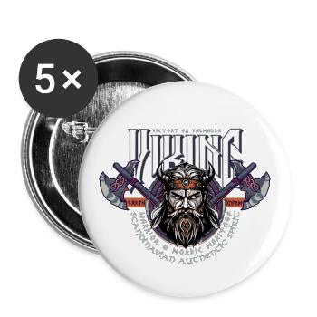 VIKING, VICTORY OR VALHALLA! - Buttons groß 56 mm (5er Pack) - Weiß - Vorne