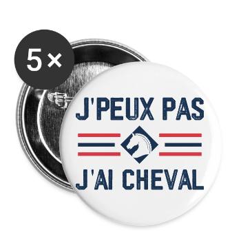 J'peux Pas J'ai Cheval - Lot de 5 grands badges (56 mm) - blanc - Devant