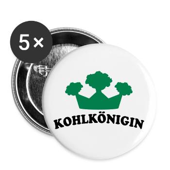 t-shirt bedrucken mit grünkohl motiv "kohlkönigin" - Buttons groß 56 mm (5er Pack) - Weiß - Vorne