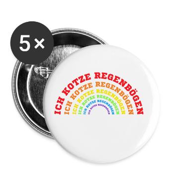 Ich kotze Regenbögen Bürosprüche Geschenk Kollegin - Buttons groß 56 mm (5er Pack) - Weiß - Vorne
