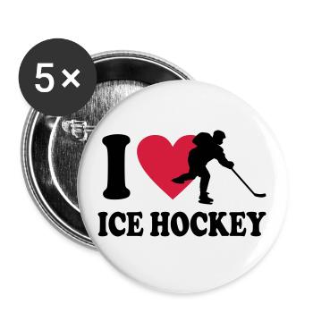 Eishockey - Buttons groß 56 mm (5er Pack) - Weiß - Vorne