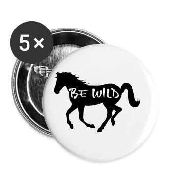 Cheval Be Wild Reiterin cheval équitation cadeau - Lot de 5 grands badges (56 mm) - blanc - Devant