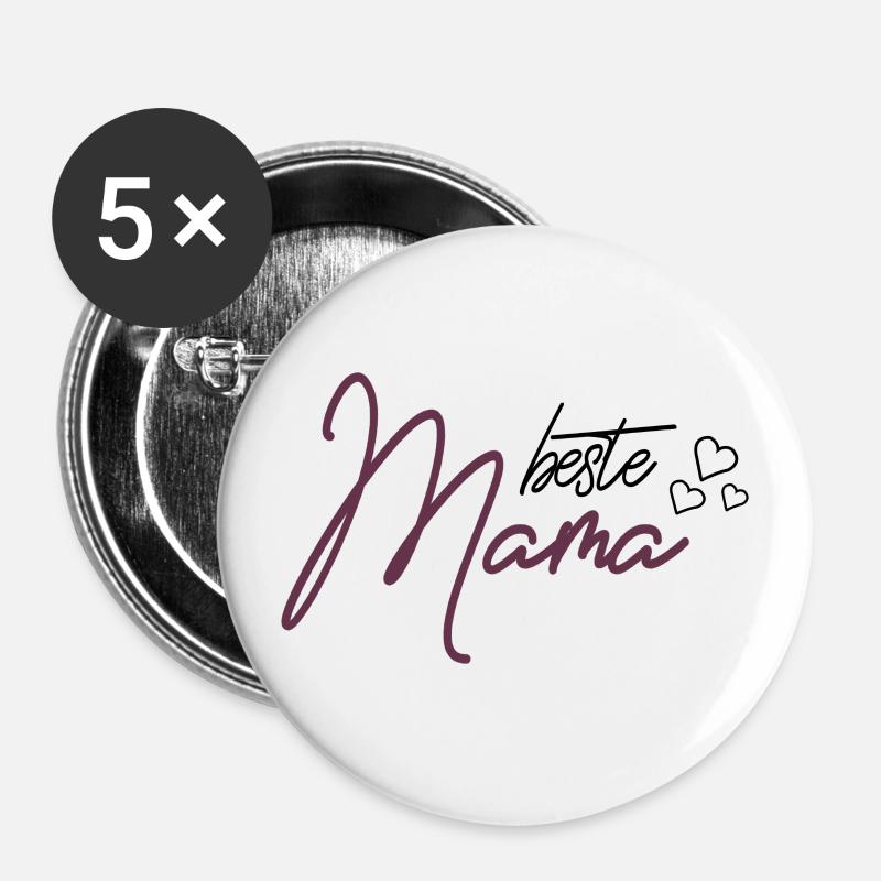 Best mother - Buttons large 2.2''/56 mm (5-pack) - white