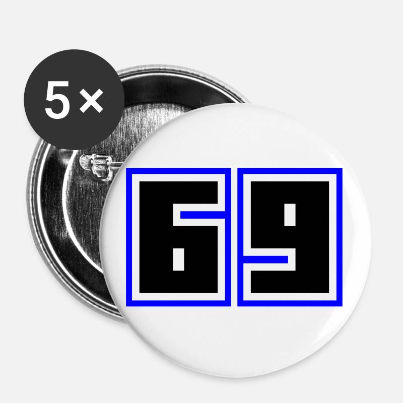 69 number symbol - Buttons large 2.2''/56 mm (5-pack) - white