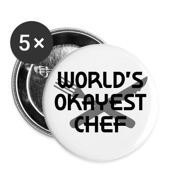 Le chef le plus correct du monde (fourchette, couteau) - Lot de 5 grands badges (56 mm) - blanc - Devant