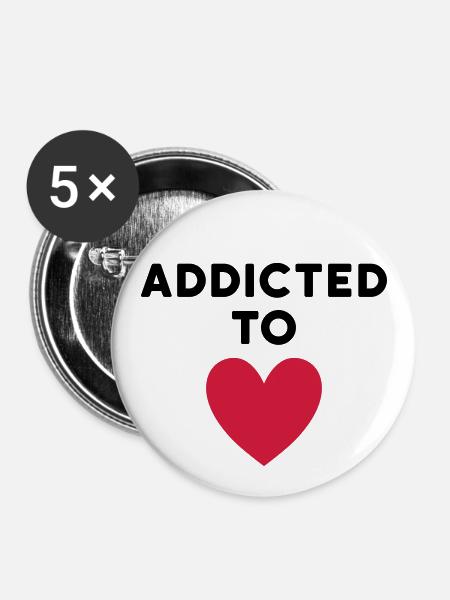 Addicted to love (Herz) - Buttons groß 56 mm (5er Pack) - Weiß