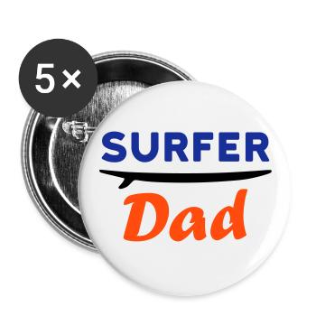 Surfer dad (Surfbrett) - Buttons groß 56 mm (5er Pack) - Weiß - Vorne