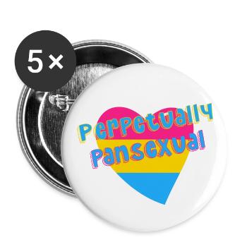 Perpetually Pansexual LGBTQIAP+ pan pride flag - Buttons large 2.2''/56 mm (5-pack) - white - Front