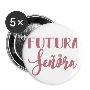 Futura Señora Engagement Bridal Shower Wedding - Buttons large 2.2''/56 mm (5-pack) - white - Front
