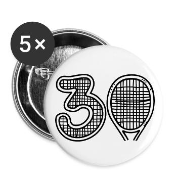Tennis Happy Birthday 30 - Buttons groß 56 mm (5er Pack) - Weiß - Vorne