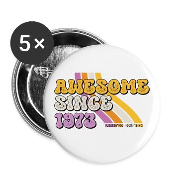 Great since 1973 - Retro Vintage Birthday - Buttons large 2.2''/56 mm (5-pack) - white - Front