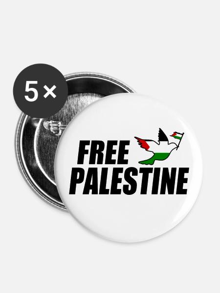 Free palestine - Buttons groß 56 mm (5er Pack) - Weiß
