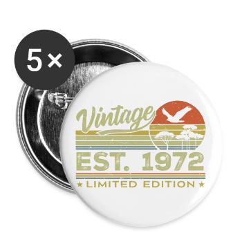 Jahrgang 1972 Genial seit 1972 Geschenk 1972 Retro - Buttons groß 56 mm (5er Pack) - Weiß - Vorne