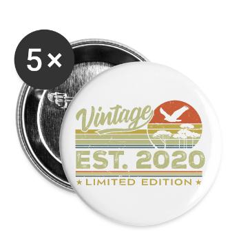 Vintage 2020 Awesome Since 2020 Gift 2020 Retro - Buttons large 2.2''/56 mm (5-pack) - white - Front