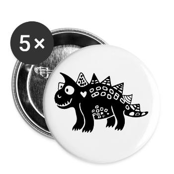 Dinosaurier - Buttons groß 56 mm (5er Pack) - Weiß - Vorne