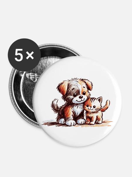 Freunde - Buttons groß 56 mm (5er Pack) - Weiß