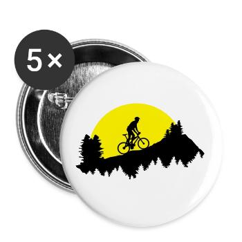 Mountain biking, mountain bikers on the mountain - Buttons large 2.2''/56 mm (5-pack) - white - Front