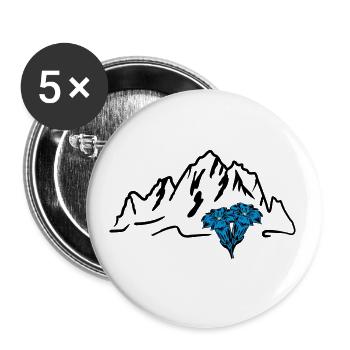 Berg und Enzian - Buttons groß 56 mm (5er Pack) - Weiß - Vorne