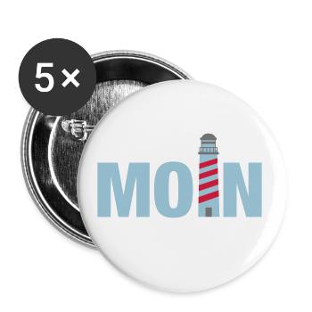 moin Leuchtturm Norddeutschland Ostfriesland - Buttons groß 56 mm (5er Pack) - Weiß - Vorne