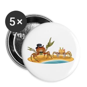 Krabbe mit Freundin - Verlobungsgeschenk - Buttons groß 56 mm (5er Pack) - Weiß - Vorne