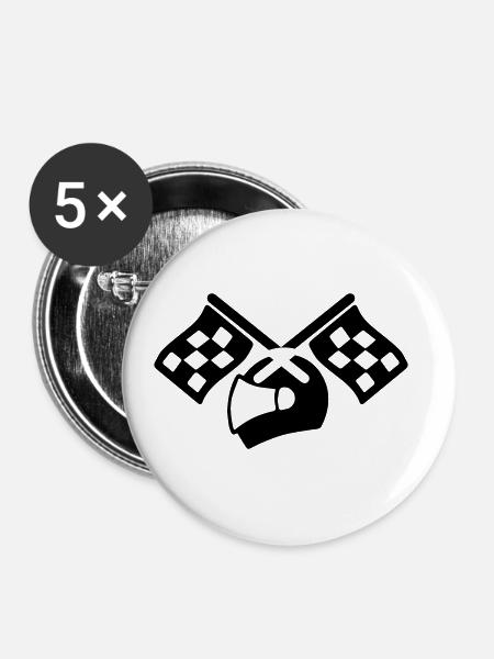 Rennfahrer helm - Buttons groß 56 mm (5er Pack) - Weiß
