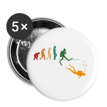 Evolution Graphic Diver Diving Scuba Diver Apnoe S - Buttons groß 56 mm (5er Pack) - Weiß - Vorne