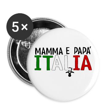 Mamma e papa Italia - Buttons groß 56 mm (5er Pack) - Weiß - Vorne