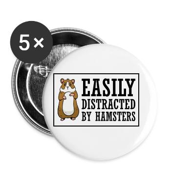 Easily Distracted By Hamsters Animal Lover Hamster - Buttons groß 56 mm (5er Pack) - Weiß - Vorne
