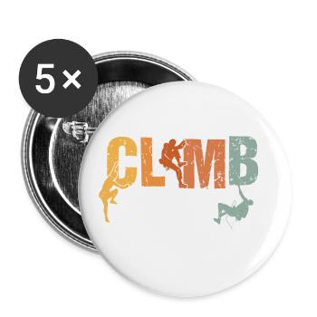 Retro Graphic Climbing Bouldering Rock Climber Mou - Buttons large 2.2''/56 mm (5-pack) - white - Front