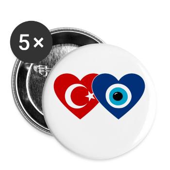 Turkey Nazarpearl Heart - Buttons large 2.2''/56 mm (5-pack) - white - Front