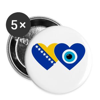 Bosnien Nazarperle Flagge - Buttons groß 56 mm (5er Pack) - Weiß - Vorne