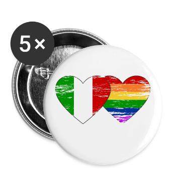 Italien Regenbogen Flagge used - Buttons groß 56 mm (5er Pack) - Weiß - Vorne