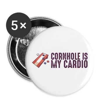Cornhole Is My Cardio Corn Hole Säcke Cornhole - Buttons groß 56 mm (5er Pack) - Weiß - Vorne