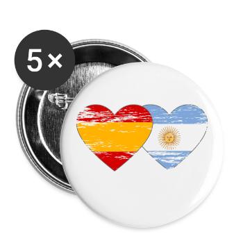 Spain Argentina Flag Heart Used - Buttons large 2.2''/56 mm (5-pack) - white - Front
