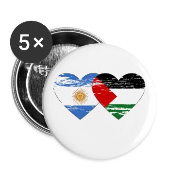 Argentina Palestine Flag Heart - Buttons large 2.2''/56 mm (5-pack) - white - Front