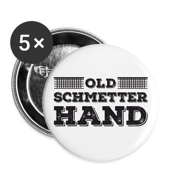 Tischtennisspieler Old Schmetterhand Spruch - Buttons groß 56 mm (5er Pack) - Weiß - Vorne
