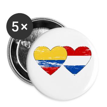 Colombia Holland Flag Heart Used - Buttons large 2.2''/56 mm (5-pack) - white - Front