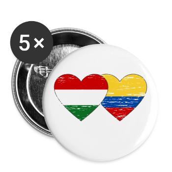 Hongrie Colombie drapeau coeur utilisé - Lot de 5 grands badges (56 mm) - blanc - Devant