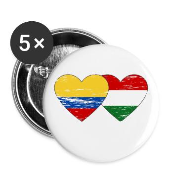 Colombia Hungary flag heart used - Buttons large 2.2''/56 mm (5-pack) - white - Front