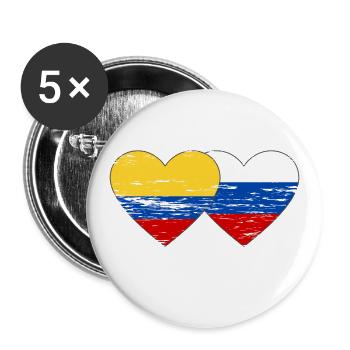 Colombie Russie drapeau coeur utilisé - Lot de 5 grands badges (56 mm) - blanc - Devant