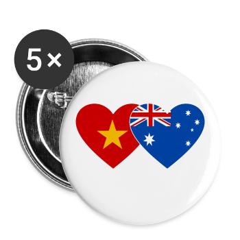 Vietnam Australia Flag Heart - Buttons large 2.2''/56 mm (5-pack) - white - Front