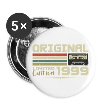 Rétro 1999 Cadeau Anniversaire Né en 1999 Original - Lot de 5 grands badges (56 mm) - blanc - Devant