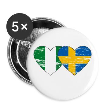 Drapeau Nigeria Suède coeur utilisé - Lot de 5 grands badges (56 mm) - blanc - Devant