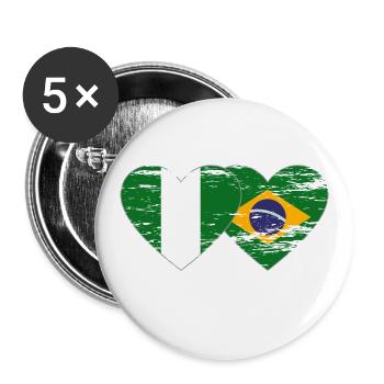 Nigeria Brésil Drapeau Coeur utilisé - Lot de 5 grands badges (56 mm) - blanc - Devant