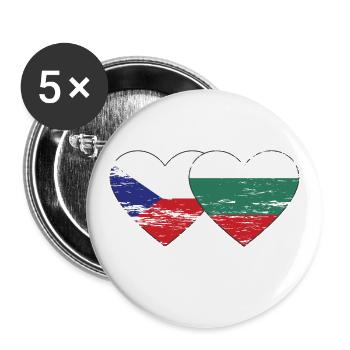République tchèque bulgare drapeau coeur utilisé - Lot de 5 grands badges (56 mm) - blanc - Devant