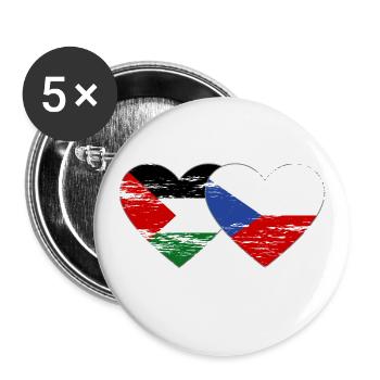 Palestine Czech Republic flag heart used - Buttons large 2.2''/56 mm (5-pack) - white - Front
